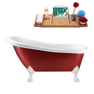 Streamline Freestanding Tub with Tray and Internal Drain - 61-in - Red