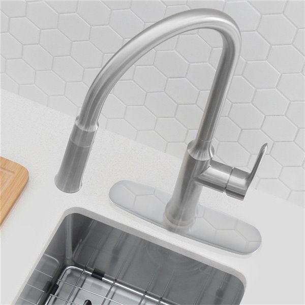 Stylish Single Hole Kitchen Faucet Plate - Polished Chrome