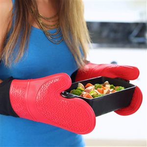 Gant de cuisine en silicone résistant à la chaleur Stylish, rouge