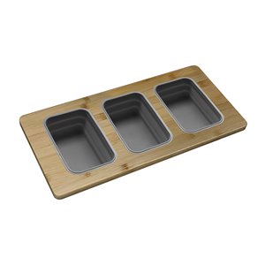 Stylish Bamboo Over the Sink Divided Serving Board with 3 Collapsible Containers - 16.75-in x 8.5-in