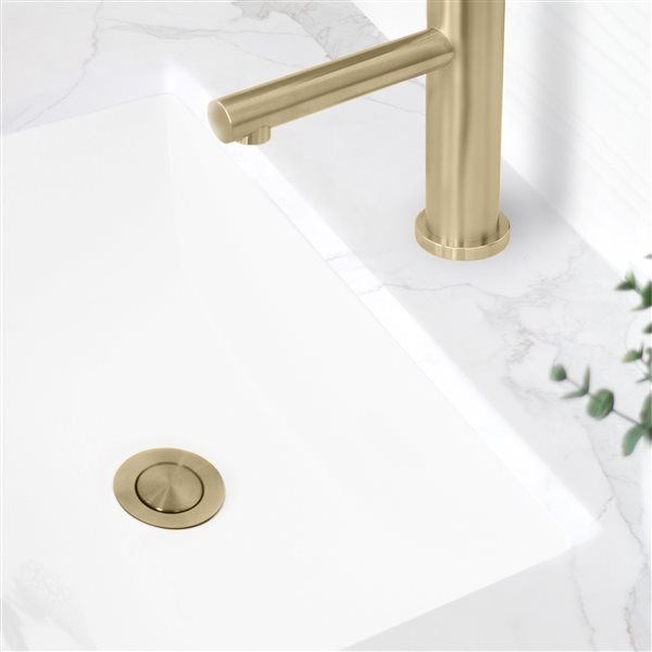 Stylish Bathroom Sink Pop-Up Drain with Overflow - Gold