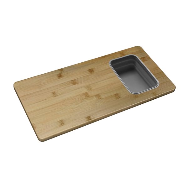 Stylish Bamboo Workstation Cutting Board with 1 Collapsible Container - 16.75-in x 8.5-in