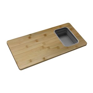 Stylish Bamboo Workstation Cutting Board with 1 Collapsible Container - 16.75-in x 8.5-in