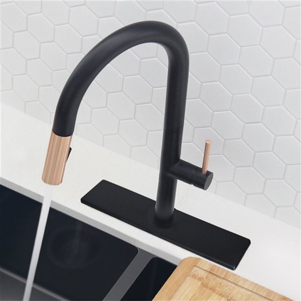 Stylish Single Hole Kitchen Faucet Plate - Black