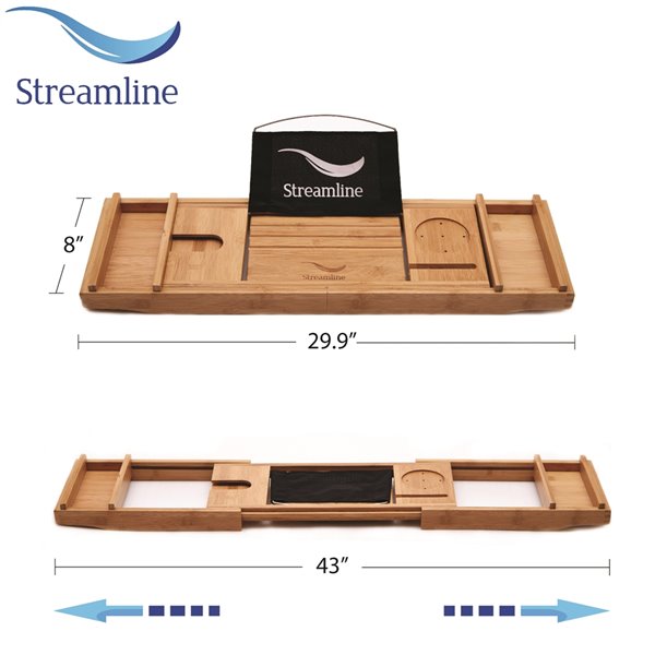 Streamline 32W x 71L Glossy White Cast Iron Clawfoot Bathtub with Glossy White Feet and Center Drain with Tray