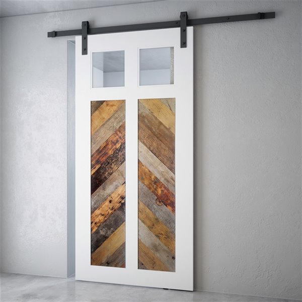 Urban Woodcraft Gila Reclaimed Wood/White Prefinished Barn Door with Hardware Included (Common: 40-in x 83-in; Actual: 40-in…