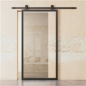 Urban Woodcraft Natal Black Prefinished Steel Barn Door with Hardware Included (Common: 34-in x 80-in; Actual: 35-in x 83-in)