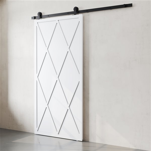 Urban Woodcraft Tobol White Prefinished MDF Barn Door - Hardware Included (Common: 40-in x 83-in; Actual: 40-in x 83-in)