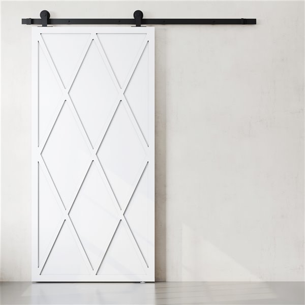 Urban Woodcraft Tobol White Prefinished MDF Barn Door - Hardware Included (Common: 40-in x 83-in; Actual: 40-in x 83-in)