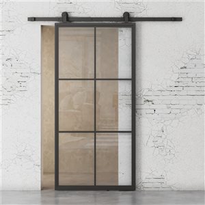 Urban Woodcraft Sydney Prefinished Steel Black Barn Door with Hardware Included (Common: 34-in x 80-in; Actual: 35-in x 83-in)