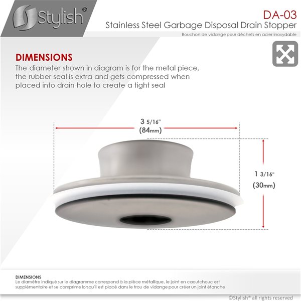 Stylish Garbage Disposal Drain Stopper - Stainless Steel