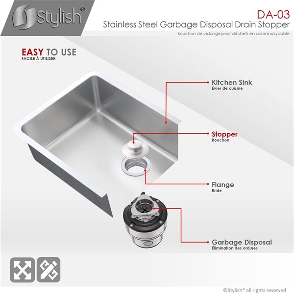 Stylish Garbage Disposal Drain Stopper - Stainless Steel