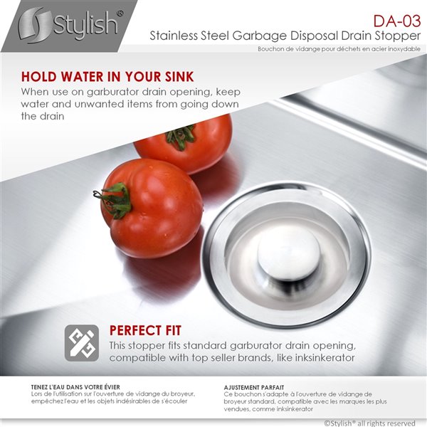 Stylish Garbage Disposal Drain Stopper - Stainless Steel