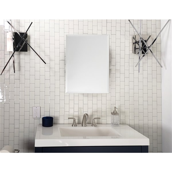 Decor Wonderland En Passant 22-in Black Rectangular Frameless Bathroom Mirror