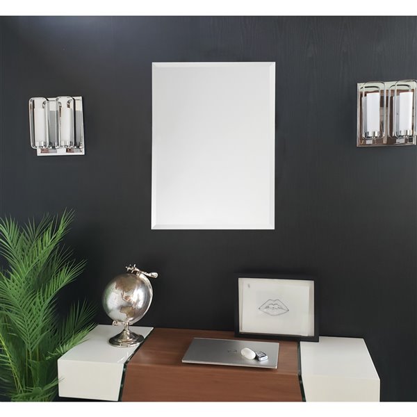 Decor Wonderland En Passant 22-in Black Rectangular Frameless Bathroom Mirror