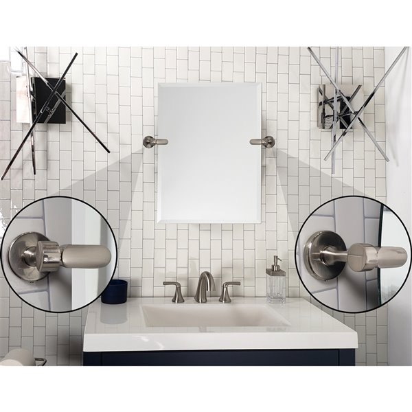 Decor Wonderland Tilton 21 5 In Brushed, Rectangular Tilting Frameless Bathroom Mirror