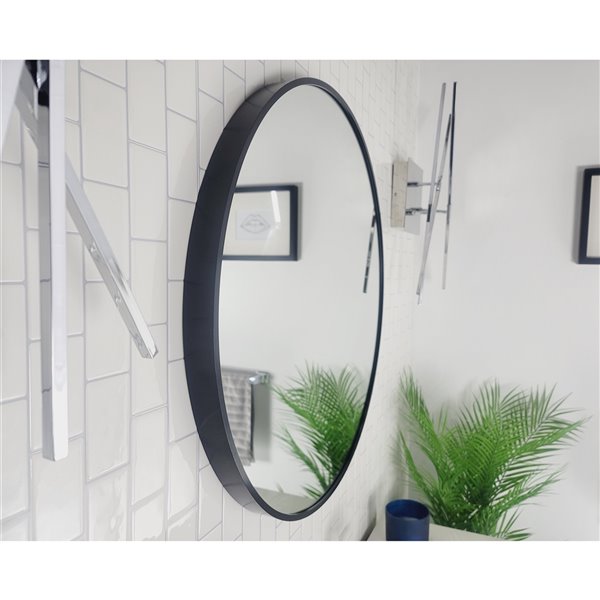 Decor Wonderland En Passant 27.5-in Wood Round Bathroom Mirror