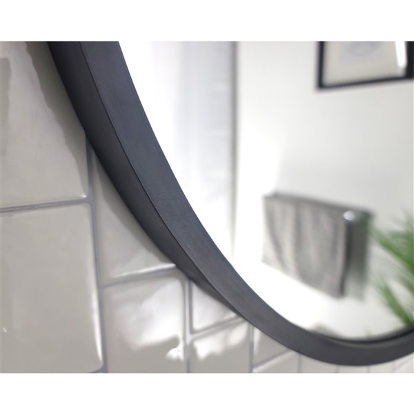 Decor Wonderland En Passant 27.5-in Wood Round Bathroom Mirror