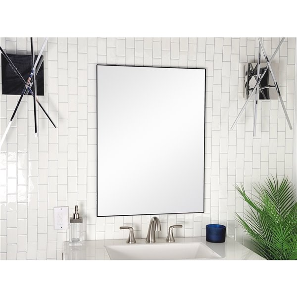 Decor Wonderland En Passant 23.6-in Black Rectangular Bathroom Mirror