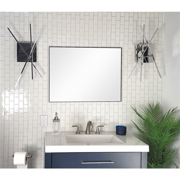 Decor Wonderland En Passant 23.6-in Black Rectangular Bathroom Mirror