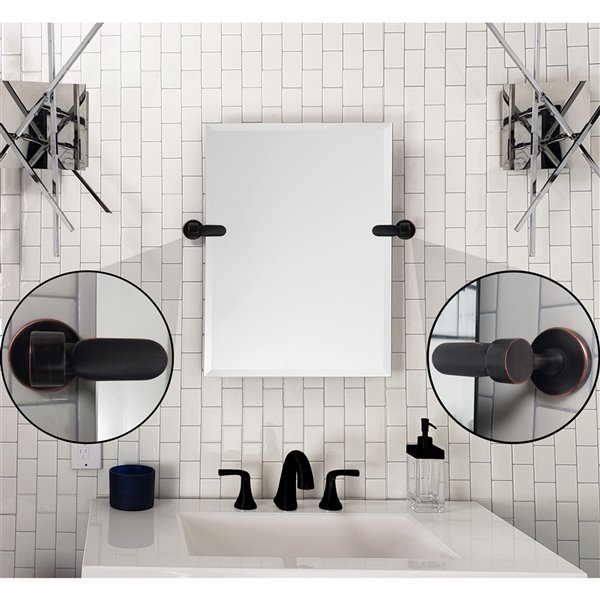 Decor Wonderland Tilton 26 In Oil, Rectangular Tilting Frameless Bathroom Mirror