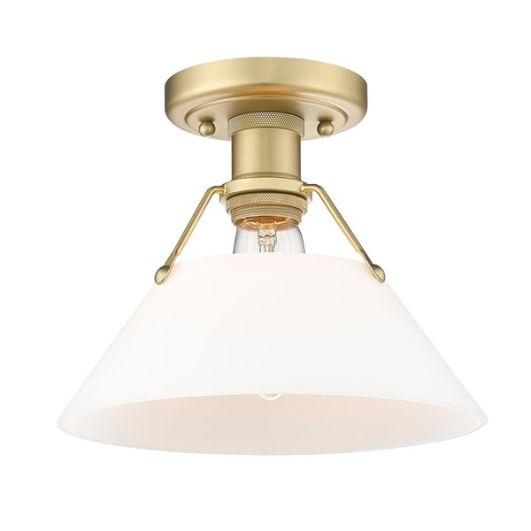 Golden Lighting Orwell 10-in Opal Glass Shade Industrial Incandescent Flush Mount Light – 1-Pack