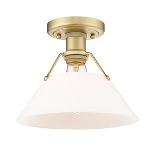 Golden Lighting Orwell 10-in Opal Glass Shade Industrial Incandescent Flush Mount Light – 1-Pack