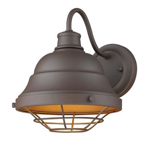 Golden Lighting Barlett 10.13-in Textured Bronze (UV) Hardwired Medium Base (E-26) Outdoor Wall Light – 1-Pack