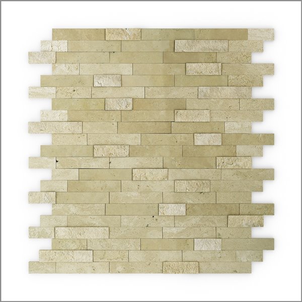 SpeedTiles 3X Faster Peel-and-Stick Beige 12-in x 12-in Multi-finish Natural Stone Marble/Travertine Linear Tile – 6-Pack