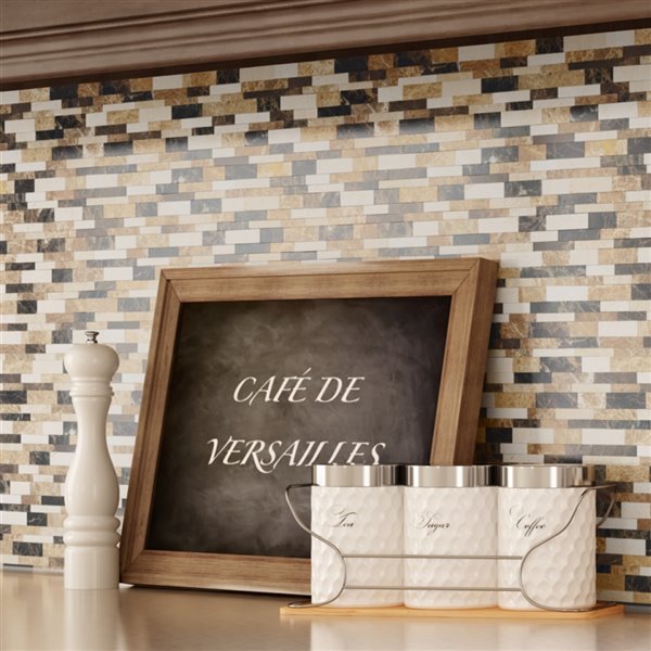 Sample SpeedTiles 3X Faster Beige and Brown 4-in x 4-in Natural stone Linear Wall Tile