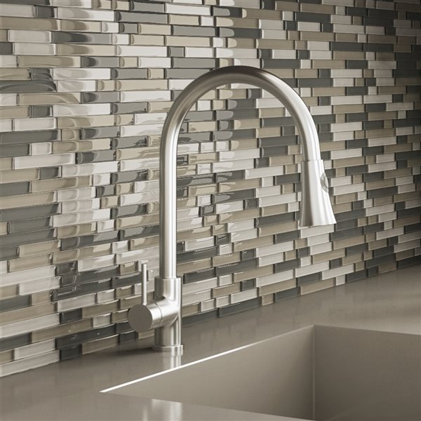 Sample SpeedTiles 3X Faster Mixed Greys 4-in x 4-in Glass Linear Wall Tile