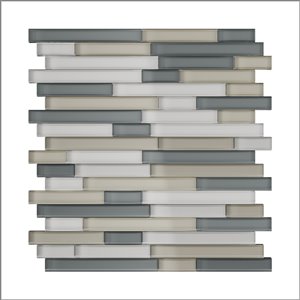 Sample SpeedTiles 3X Faster Mixed Greys 4-in x 4-in Glass Linear Wall Tile