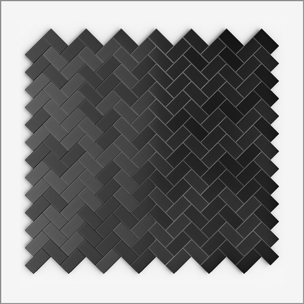 SpeedTiles 3X Faster Black Stainless Steel 12-in x 12-in Brushed Aluminum Herringbone Adhesive Peel-and-Stick Tile – 6-Pack