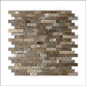 Tuile SpeedTiles 3X Faster pierre naturelle multifinition texturée brun 12 po x 12 po adhésif peler et coller, paquet de 6