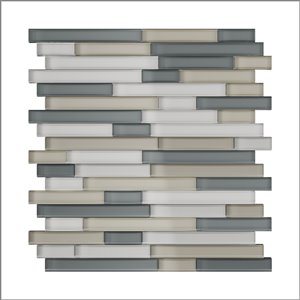 SpeedTiles 3X Faster Mixed Greys 12-in x 12-in Glossy Glass Linear Adhesive Peel-and-Stick Tile – 6-Pack