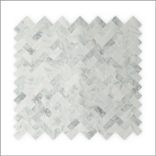 Échantillon de tuile murale 4 po x 4 po pierre naturelle blanc chevron 3X Faster de SpeedTiles