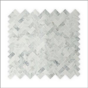 Sample SpeedTiles 3X Faster White 4-in x 4-in Natural stone Herringbone Wall Tile