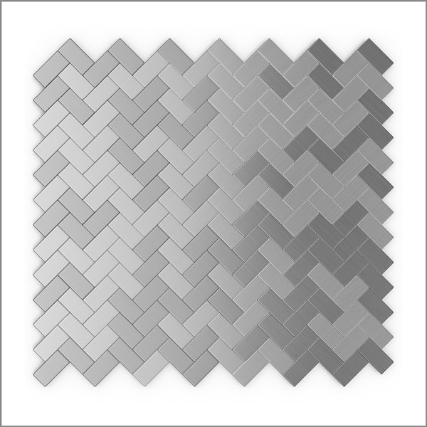 Tuile SpeedTiles 3X Faster aluminium brossé lisse acier inoxydable 12 po x 12 po chevron peler et coller, paquet de 6