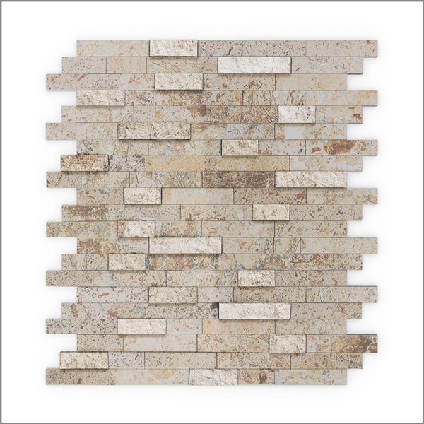 SpeedTiles 3X Faster Beige 12-in x 12-in Multi-finish Natural Stone Marble/Travertine Linear Peel-and-Stick Tile – 6-Pack