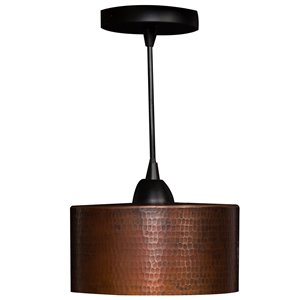 Premier Copper Products Oil Rubbed Bronze Rustic Cylinder Medium (10 to 22-in) – Pendant Light