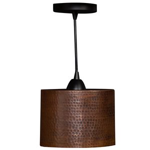 Premier Copper Products Oil Rubbed Bronze Rustic Standard Cylinder Medium (10 to 22-in) Pendant Light