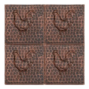 Premier Copper Products Rooster Oil Rubbed Bronze 4-in x 4-in Multi-Finish Copper Tile 4-Pack
