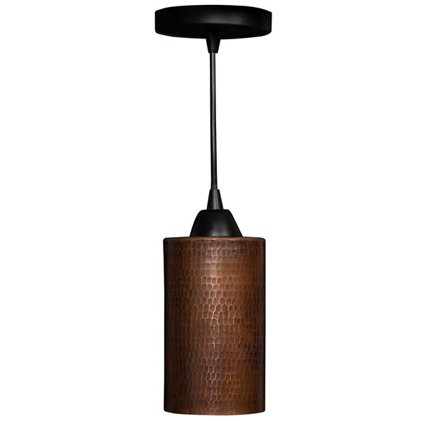 Premier Copper Products Oil Rubbed Bronze Rustic Cylinder Medium (10 to 22-in) Pendant Light