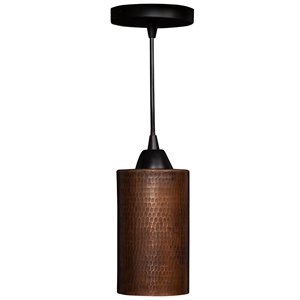 Premier Copper Products Oil Rubbed Bronze Rustic Cylinder Medium (10 to 22-in) Pendant Light