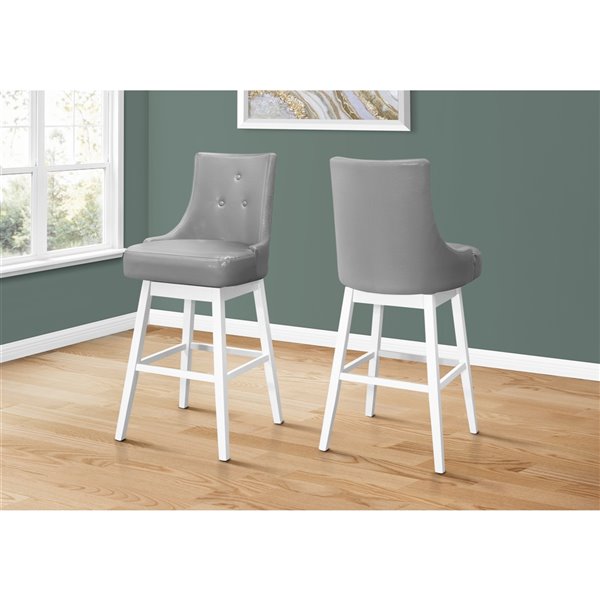 Monarch Specialties Upholstered Swivel Bar Stool, Grey, 2-Pack
