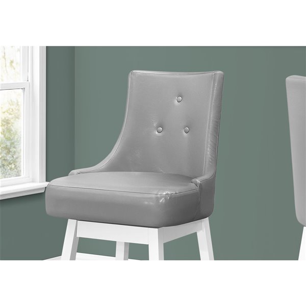 Monarch Specialties Upholstered Swivel Bar Stool, Grey, 2-Pack