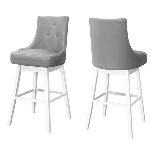 Monarch Specialties Upholstered Swivel Bar Stool, Grey, 2-Pack