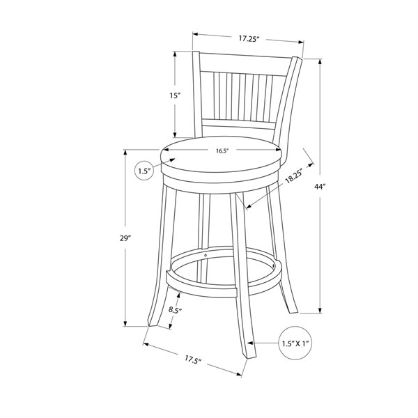 Monarch Specialties Upholstered Swivel Bar Stool, White/Grey, 2-Pack