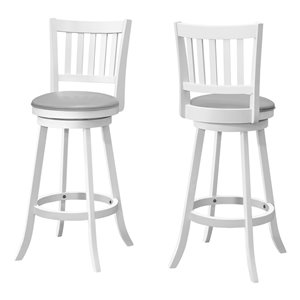 Monarch Specialties Upholstered Swivel Bar Stool, White/Grey, 2-Pack