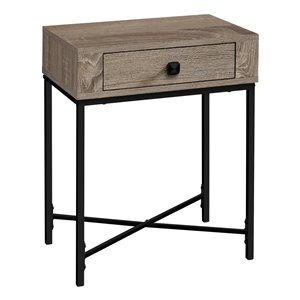 Table d'appoint rectangulaire en composite à 1 tiroir de Monarch Specialties, 22,5 po x 18,25 po, taupe foncé et noir